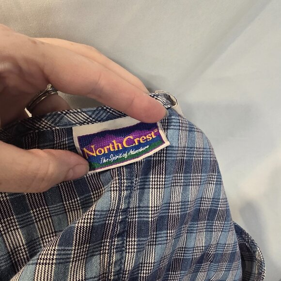 Vintage North Crest Dress Blue Plaid Size XL Button-up Pockets 90's Sleeveless - Picture 5 of 8